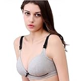 ボタンを外して簡単に授乳できる、産前産後使用可能な可愛いマタニティーブラジャー (75B, グレー)