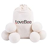 LoveBee Organic Wool Dryer Balls Reusable Non-Toxic Natural Fabric Softener Shorten Drying Time Redu