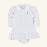 ポロラルフローレン メッシュ 長袖ワンピース ホワイト (女の子3～9か月用) 9M [並行輸入品]