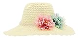 (コ-ランド) Co-land キッズ麦わら帽子 子供用ストローハット ベビー キャップ 女の子 フラワー飾り 女児 紫外線UVカット 春夏 通学通園 お出かけ ホワイト