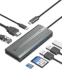 USB-C ハブ、サンザン 8 in 1 USB-C ドッキングステーションからHDMIアダプター、4K@60Hz HDMI、1Gbps イーサネット、100W パススルー充電、SD/TFカードスロット、5Gbps 3.0 高速