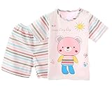 【SEBLES】ベビー 赤ちゃん 部屋着 半袖 短パン セット コットン 綿 オーガニック ソフトカラー 新生児 可愛い プリント キャラクター ボーダー ユニセックス 男の子 女の子(ピンク,90c