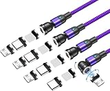 マグネット-充電ケーブル 5ピン 3A急速充電+データ通信 4本セット Type-C-充電 540度回転 磁石 Type-C + USB-B 片手操作 (1m*4)
