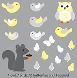 ファブリック壁デカール、花デカールfor Nursery Set 3 イエロー SquirrelBirds_Yellow_c78c02c80c91_