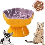 陶器 早食い防止 食器 犬 傾斜 犬 早食い防止 小型犬 中型犬 猫 早食い防止 食器 高台 犬 はや食い防止食器 小型犬 高さ 犬 餌入れ 防止吐き戻し 猫 早食い防止 小さめ 可愛い 犬 餌皿 鼻ぺちゃ猫 早食い防止 食器 食洗機対応 電子レンジ対応(パープル)