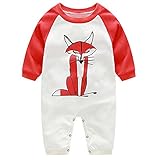 エルフ ベビー(Fairy Baby)ベビーロンパースカバーオール 可愛い動物プリント 四季兼用 6M(狐柄)