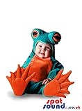 かわいい赤ちゃんサイズグリーンとオレンジカエルぬいぐるみコスチューム