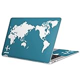 MacBook Air 13インチ 2022～2025 M2 / M3 / M4 用 スキンシール モデル A2681 / A3113 / A3240 igsticker マックブック エア Mac 13" inch 用シール フィルム ステッカー 016086 世界地図 単色 青