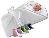 BundleBee Baby Wrap/Swaddle/Blanket, Feather Light/White Bows, 0-4 Months by BundleBee