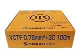 伸興電線 ビニルキャブタイヤ丸型コード VCTF 3芯 0.75SQ 灰 100m