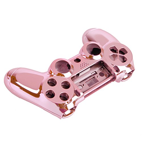 Ueb Ps4用コントローラーカバー セット プロテクトケース シェルケース 交換用保護ケース カバー コンプリートなスペアボタンパーツ付き 全4色 ピンク ゲーム専科