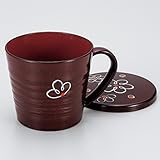 会津漆器 レンジ蓋付マグカップ 春慶 花 ［ 9.5 x 8.2cm ］ 【 レストラン カフェ 洋食器 飲食店 業務用 】
