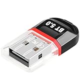 VAVIICLO Bluetooth 5.0 USBアダプタ 超小型 ブルートゥース子機 PC用/ナノサイズ/Ver5.0/ Bluetoothアダプタ 最大通信距離20m 低遅延 無線 apt-X EDR/LE対応(省電力) Windows 11/10/8.1/8/7(32/64bit) 対応 Mac非対応 日本語取扱説明書付き (レッド)