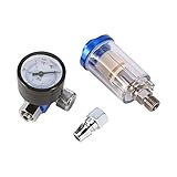 Scratch Air Pressure Regulator Gauge Spray Gun & In-Line Water Trap Filter Tool [並行輸入品]