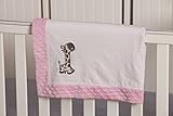 White and Pink Giraffe Embroidered Minky Dot Baby Blanket by My Evergreen [並行輸入品]