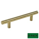 Probrico真鍮ブラシモダンキャビネットハードウェアプルハンドルキッチンキャビネットTバーハンドルプルノブとGolden Holes Distance:3-3/4" PD1123HGD96-20P