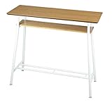 【サンニード】棚付き 木製 カウンターテーブル KDK-98 幅98cm ナチュラル/ホワイト 天板 木製 脚部 スチール FH-S1