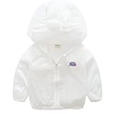 Boy 's Girl 's Sunblock日焼け止めラッシュガードフード付きジッパージャケットコート カラー: ホワイト