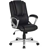 ドウシシャ ロッキング機能付きオフィスチェア コンパクトPUチェア (ブラック)