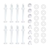 [Tiszink] 透明ピアス ガラスピアス 14g 16g 18g 20g【8個ピアス+22個キャッチ】 ピアス 透明 強化ガラス 軟骨ピアス 軟骨 ボディピアス ピアッサー つけっぱなし ホールキープ へそピアス シリコンキャッチ 金属アレルギー対応 全長11mm (長さ9.0ミリメートル, 20G ストレート)