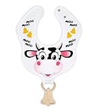 Sweet COW & BELL cotton BIB with a TEETHER from maple tree handmade natural ecological Perfect for b
