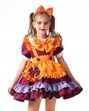 [akaien] ハロウィン コスプレ 子供 メイド服 仮装 女の子 可愛い ロリータ ワンピース パーティー イベント 演出服 5点セット (110)