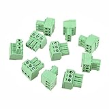 Fielect 端子台 ターミナルブロック ネジ端子ブロック スクリュー端子台 10個入り 300V 10A グリーン ターミナルブロック コネクター PCB端子台 PCBターミナル PCBコネクタ ピン距離3.81mm PCBマウント