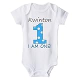 名入れ可能 1歳誕生日tシャツ誕生月 お祝いベビーロンパース子供用キッズ バースデー文字0歳1歳 2歳 (24m, ブル)