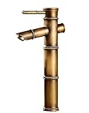 竹型 蛇口 アンティーク 混合水栓 シングルレバー レトロ 手洗いボウル用 洗面 浴室 和風 庭園 にも