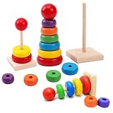 KidsToy木製スタッキングリングタワー建物ブロック教育玩具レインボースタックアップ学習教育