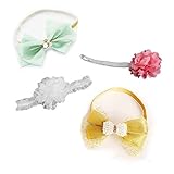 BIANHUAN ベビー ヘアバンド 4点セット ヘアアクセサリー カチューシャ ベビーヘアバンド おしゃれ 赤ちゃん 髪飾り 子供用 キッズ 女の子 出産祝い 出産祝い 内祝い お宮参り 誕生日 1