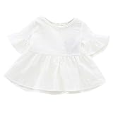 trendinaoかわいい幼児用ベビーガールズトップスシャツスイートソリッドフレアスリーブシャツ服 カラー: ホワイト