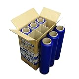 サンキョウプラテック カラーストレッチフィルム 500mm幅x300mx0.020mm厚 青 6本/箱 LLDPE素材 STR-500-20BL