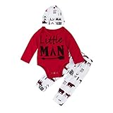 杜屋トヤ　新生児服　Little Man　上下セット　長袖ロンパース＋パンツ＋帽子　セット　Ｔシャツ　ルームウェア　英字　かわいい　洋式　秋　冬　カジュアル　遊び　お出かけ　プレゼント　女の子　男の子