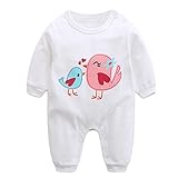 エルフ ベビー(Fairy Baby)新生児服 肌着 ス パジャマ 長袖 四季兼用 可愛い鳥柄 90cm ホワイト