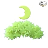 Glow in the Dark Stars and Moonステッカーデカールの天井壁ベッドルーム、光蛍光灯Star Gift for Kids Children 100 Pcs グリーン COMI