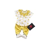 夏Ｔシャツ+パンツ 上下セット 女の子の服 Pojour 1-6歳キッズ用　子供かわいい服 綿 通気 黄色(90cm)