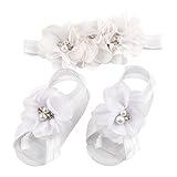 Elevin(TM) Children Baby Cute Flower Barefoot Sandal Shoes with Headband (White) by Elevin(TM)
