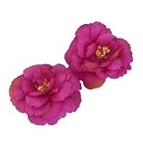 【ノーブランド品】結婚式　ウェデイング用　シルク製　造花　椿　山茶花　（ローズレッド）　10本