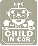 imoninn CHILD in car ステッカー　【マグネットタイプ】　No.50　ロボットさん　（グレー色）