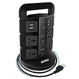 AUYOU Tower Power Strip USB Vertical Socket Handy Space-saving Socket Matching Wall Outlet with 7-Ou