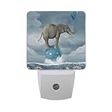 Alaza Funny ElephantボールOcean Sea LED Night Light Dusk to Dawnセンサープラグin Night Home Decorデスクランプfor Adu