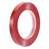 uxcell アクリル高温テープ 耐熱アクリル 両面接着テープ タッチスクリーン修復 厚さ0.5mm クリア レッド保護フィルム付き 全長10m テープ幅10mm