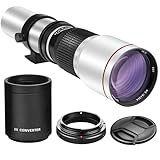 ハイパワー 500mm/1000mm f/8 手動望遠レンズ Canon EOS 80D、90D、Rebel T3、T3i、T5、T5i、T6i、T6s、T7、T7I、T8I、T8I、SL3、60D、70D、5D、EOS5D IV、6D II、7D II SLRカメラ用 - ホワイト