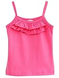 Plus Nao(プラスナオ) キャミソール ノースリーブカットソー 薄手タイプ フリル トップス 夏 子供服 女の子 女児 小学生 キッズ KIDS 無地 120 ローズレッド