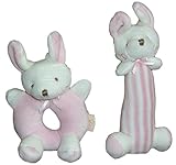 2点セット 心安らぐ ベビー ぬいぐるみ かわいい 鈴 ガラガラ 手で持つ なだめる おもちゃ (うさぎ)