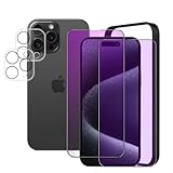 【ブルーライトカット】 iPhone15Pro ガラスフィルム ブルーライト ［2枚］ iPhone15Pro カメラフィルム ［2枚］ iPhone15プロ フィルム ブルーライト いphone15Pro 保護フィルム アイフォン15プロ 強化ガラス 画面 保護シート 全面保護 【貼り付け簡単/ガイド枠付き/目に優しい】
