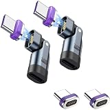 xuanli USB C マグネット アダプタ L字、180°回転 タイプc マグネット、240W PD急速充電 マグネットコネクタ、480Mbps 高速データ転送 マグネット端子 タイプc、Type-C マグネット アダプタ オス メス 変換、USB-Cデバイス対応 (240W 2個+C端子2個)