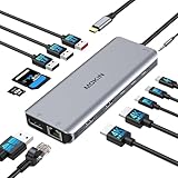 MOKiN USB Cドッキングステーション type c ドッキングステーション3画面出力【2*HDMI+DP】13 in 1usb c ハブ アルミ製良好な放熱性 100W電力出力 6*USBポート & 1000MbpsRJ45 & 3.5mmオーディオジャック&SD/TFカード読み取りMacBook Pro/Air Dell/HP/Lenovo/Linux向け