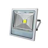 LED投光器 超薄型 30W 300W相当 【電球色 3000K】 広角120度 防水加工 3mコード付き [本体カラー：ホワイト/白]